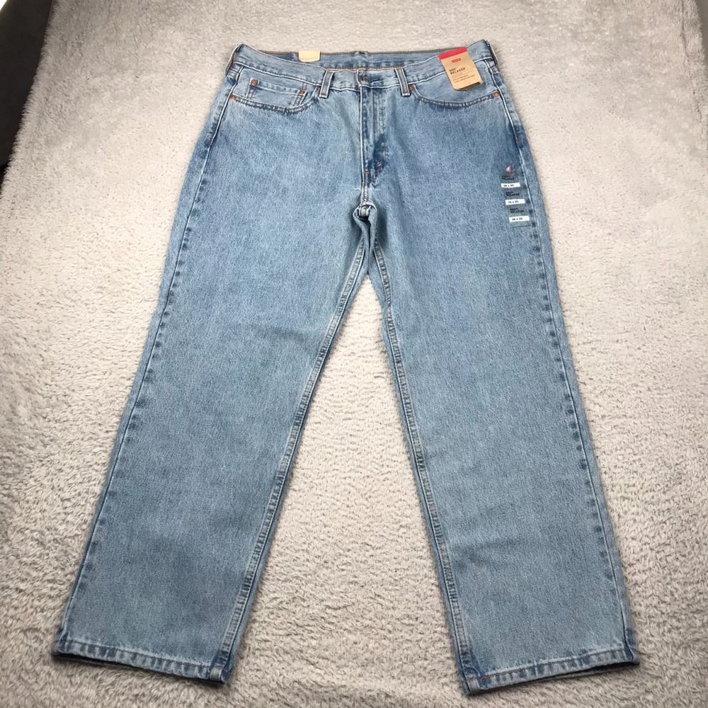 Levis 550 Jeans Mens 36x30 Blue Iconic Straight Button Fly Stretch NEW NWT